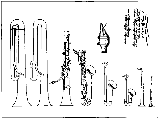 Saxophone Patent Diagram Adolphe Sax, Paris, 1846